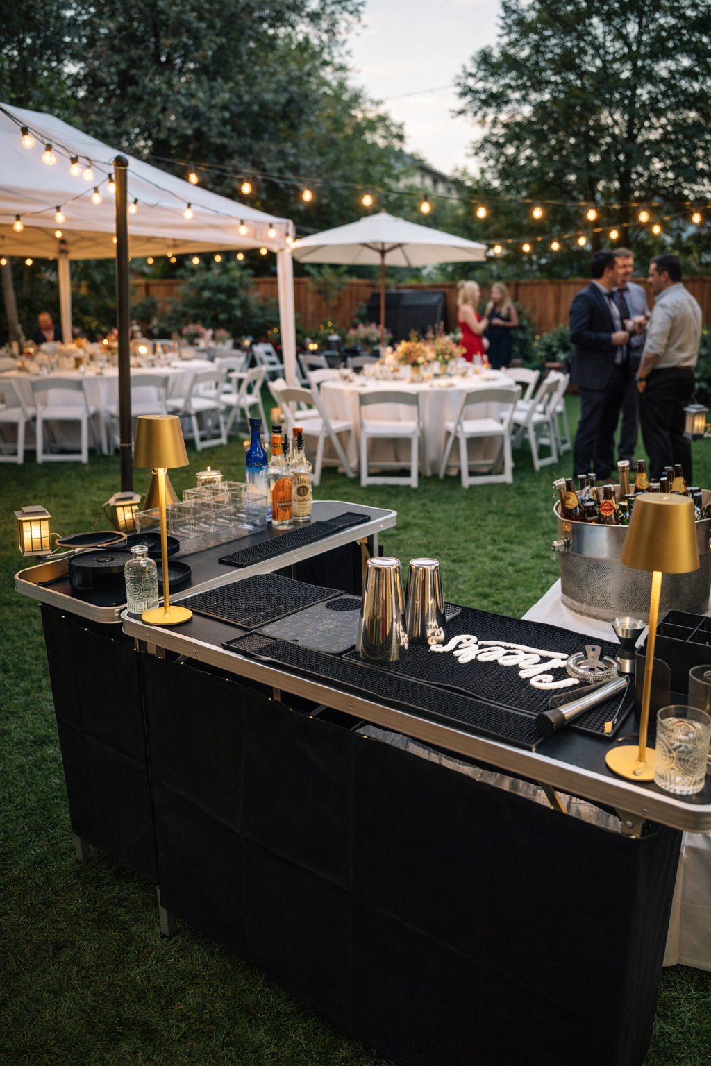 Outdoor bar setup at event