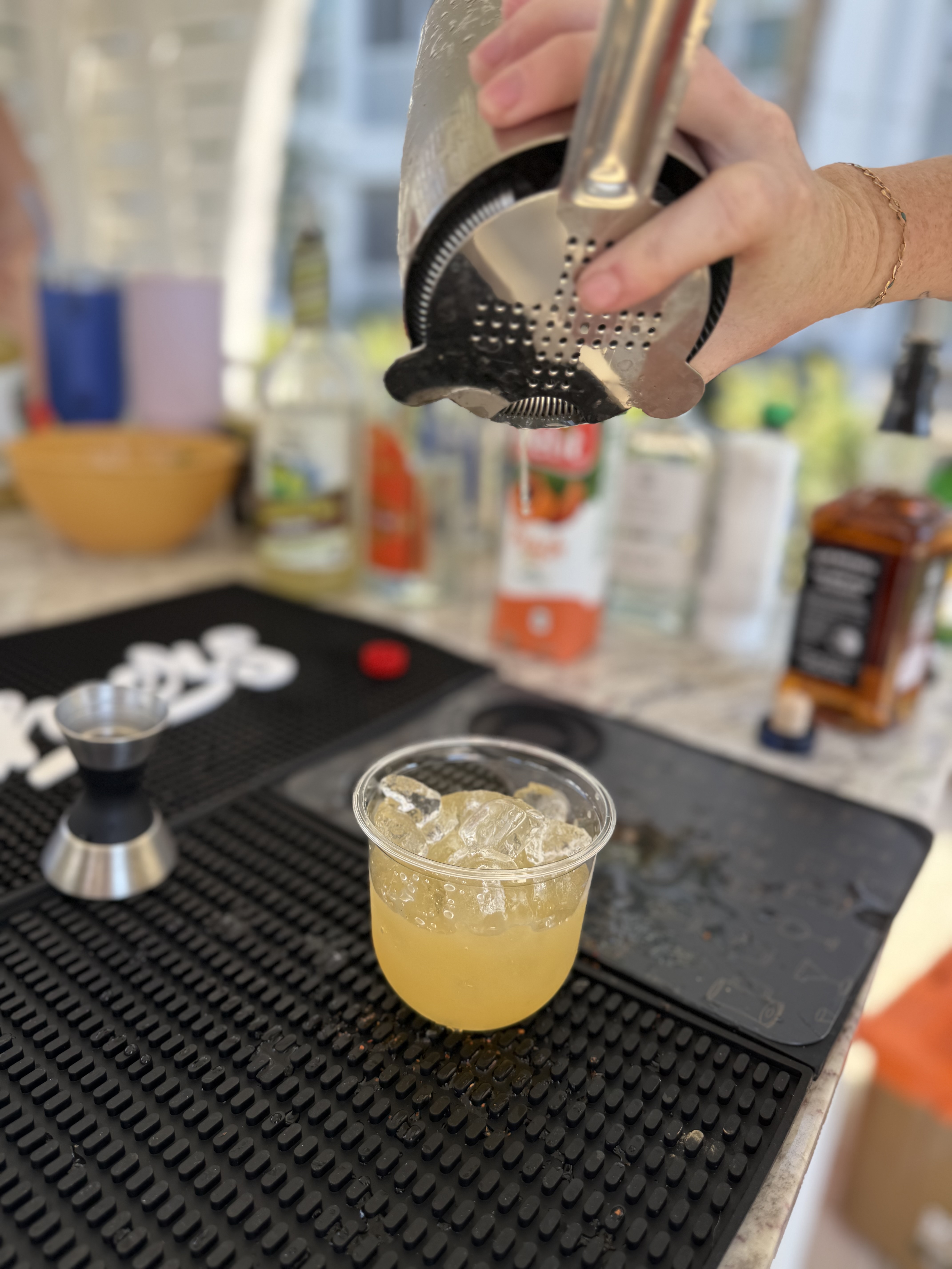 Cocktail being made